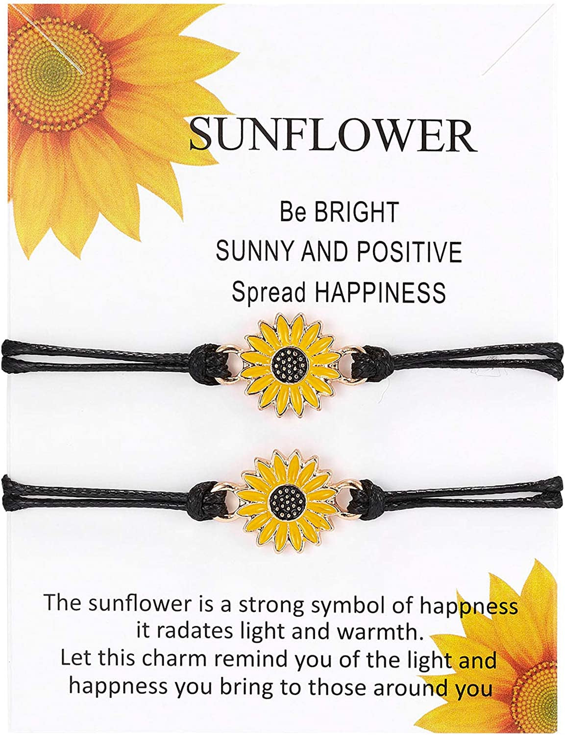 Sunflower Bracelet Anklet Pinky Promise Friendship Adjustable Bracelet Anklet Sunflower Best Gifts for Best Friends Couple Family Apparel & Accessories > Jewelry > Anklets iDIMSON 2PCS-1
