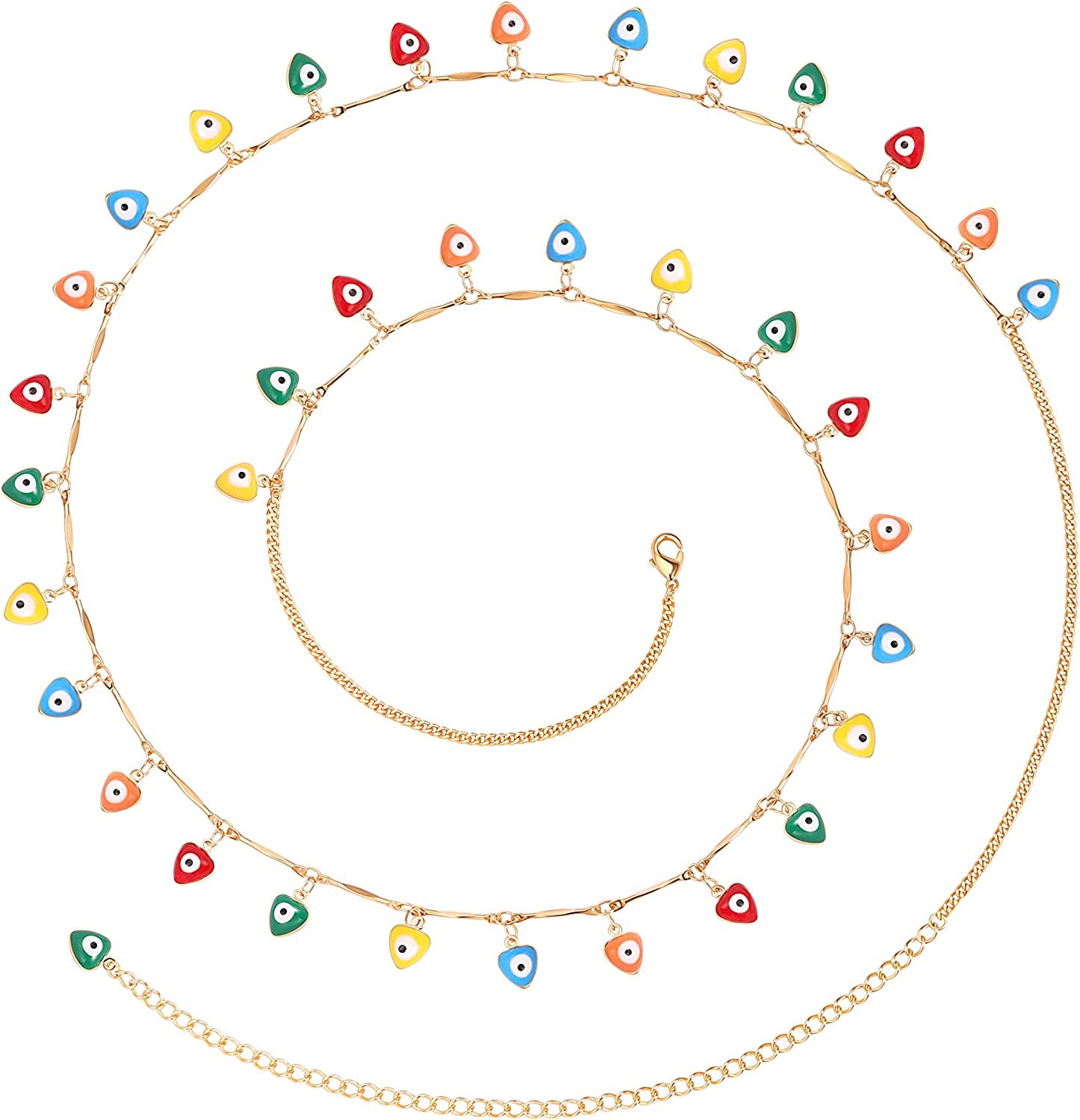 PEARLADA Minimalist Beach Bikini Body Chain 18K Gold Pearl Belly Chain Adjustable Shell Charms Trendy Jewelry Handmade for Women Sexy Waist Chain Apparel & Accessories > Jewelry > Body Jewelry PEARLADA 22. Colorful Evil Eye