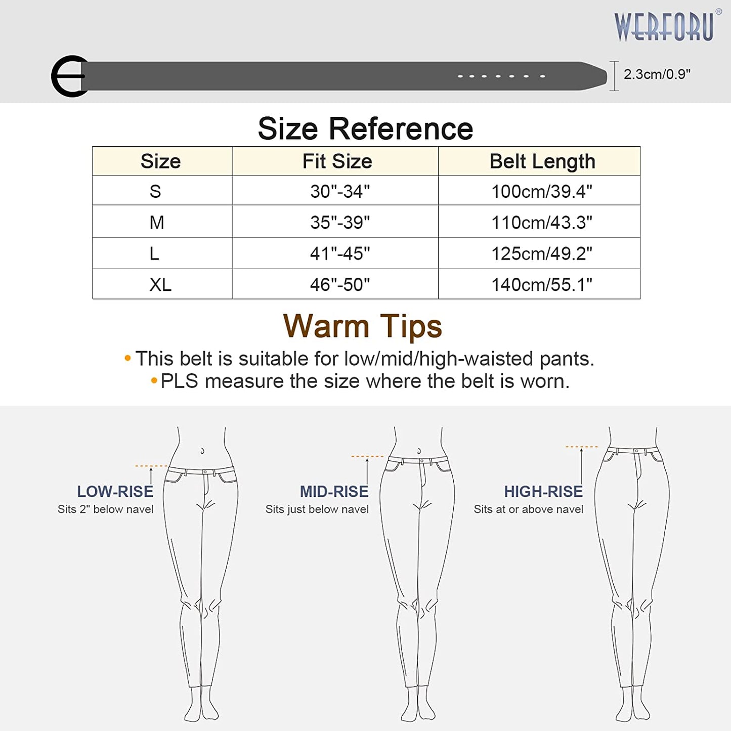 WERFORU 2 Pack Women Leather Belt Waist Skinny Dress Belts Solid Pin Buckle Belt for Jeans Pants Apparel & Accessories > Clothing Accessories > Belts WERFORU