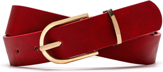 Earnda Women'S Faux Leather Chic Belt for Ladies Jeans Apparel & Accessories > Clothing Accessories > Belts Earnda Red Medium: fits waist from 29"-32"