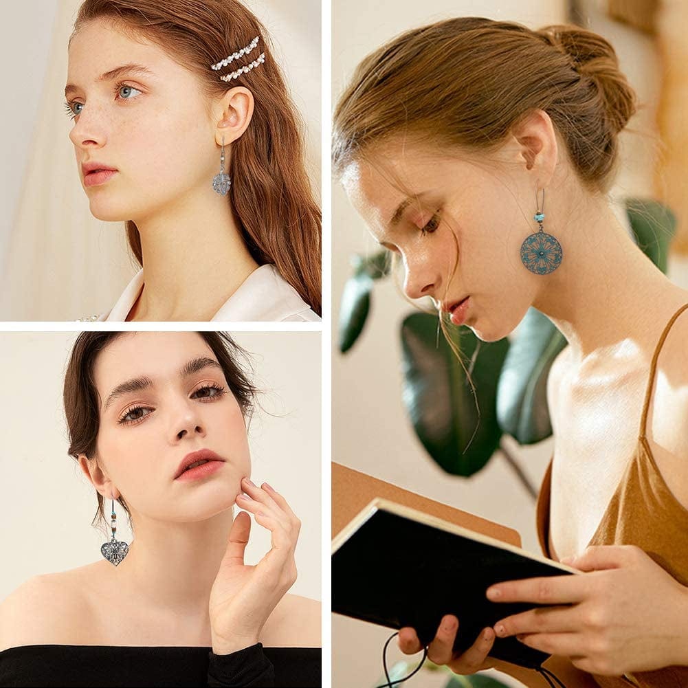 45 Pairs Fashion Hollow Drop Dangle Earrings Set for Women Girls Bohemian National Style Eardrop with Bronze Waterdrop Leaf Feather Shaped Vintage Jewelry for Gifts Apparel & Accessories > Jewelry > Earrings 17 MILE