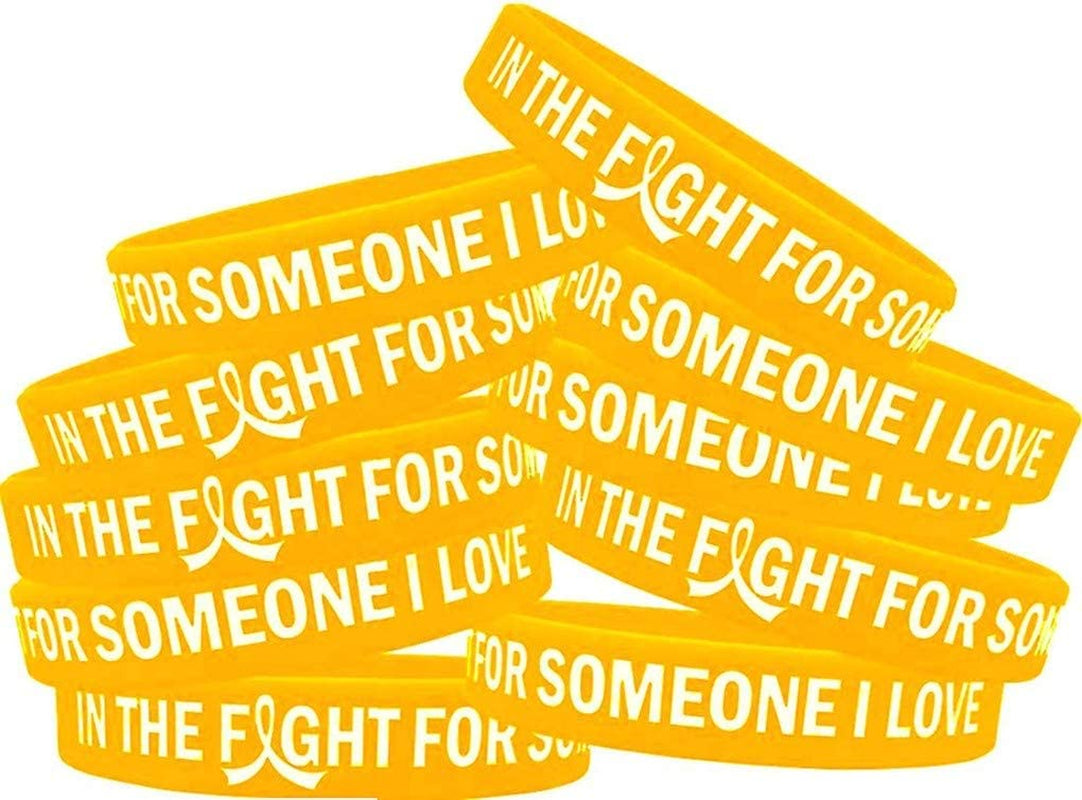 In the Fight for Someone I Love Silicone Wristband Bracelet Premium Quality 10-Pack (Assorted Colors) Apparel & Accessories > Jewelry > Bracelets Fight Like a Girl Gold