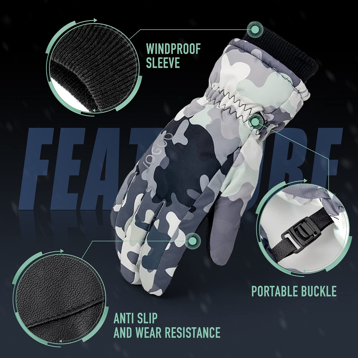 Jogoo Winter Snow Gloves for Men Women,Outdoor Ski Gloves Waterproof&Windproof Touchscreen Cold Weather Gloves Apparel & Accessories > Clothing Accessories > Gloves & Mittens Jogoo