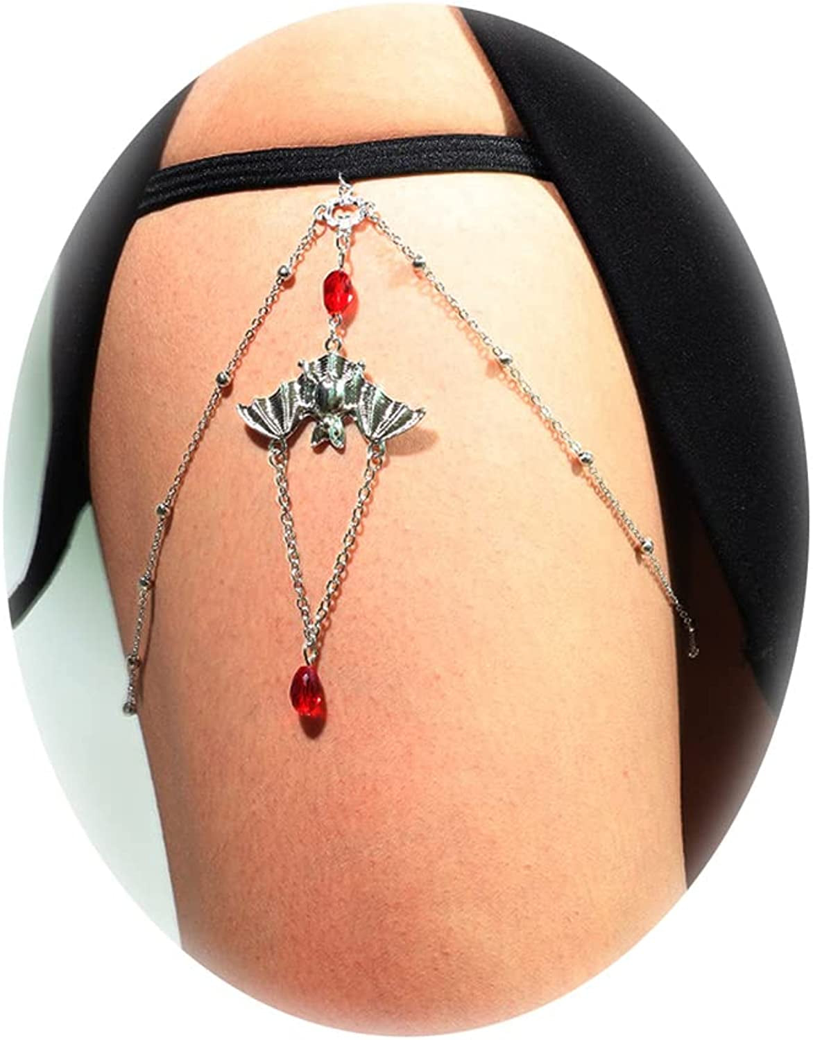 Snake Leg Chain for Women Thigh Chain for Girls Gold Snake Pendant Boho Body Chain for Beach Summer Holiday Apparel & Accessories > Jewelry > Body Jewelry HUASAI Red Bat