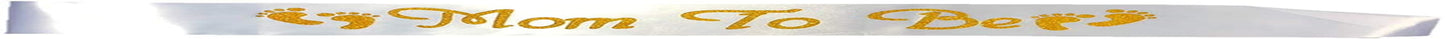 Blingbling Mom to Be Sash, White Satin with Gold Gitter Font with Baby Foot, Best Baby Shower Decorations Gifts, Baby Boy or Girl Neutral Apparel & Accessories > Clothing Accessories > Sashes BLINGBLING PARTY SUPPLIES