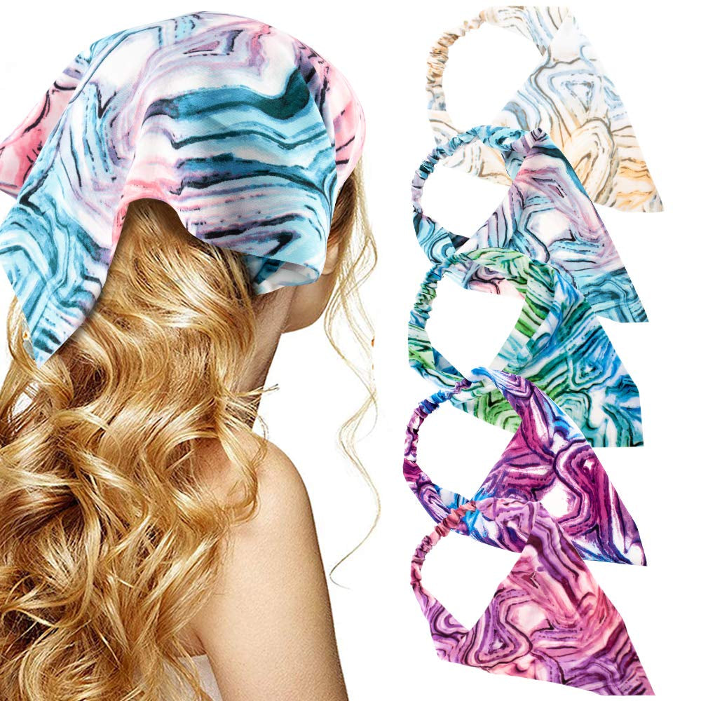 Floral Hair Scarf Headband - TOBATOBA 5 Pcs Hair Bandanas for Women Bandana Headband Chiffon Boho Headbands for Women Elastic Head Bandana Floral Bandana Headbands for Women Girls Hair Accessories Apparel & Accessories > Clothing Accessories > Bandanas & Headties TOBATOBA Tie Dye Patterns
