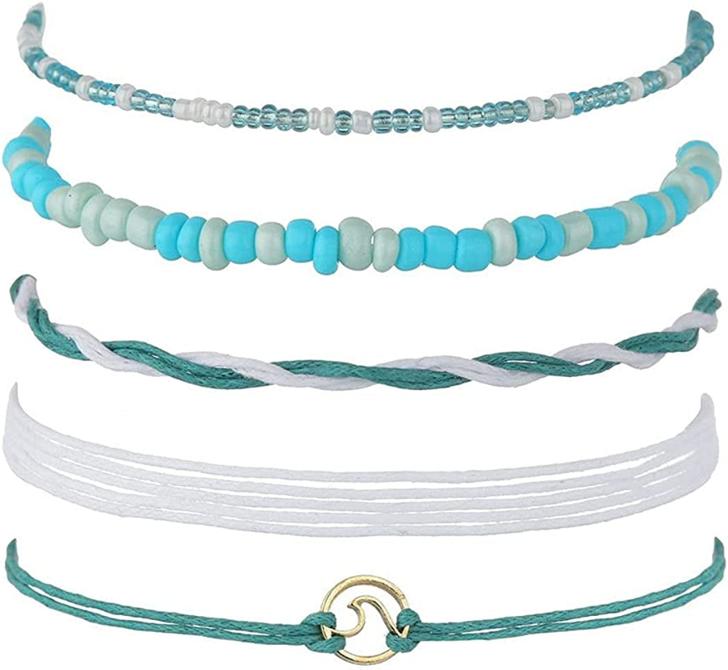 Cliory Boho Turquoise Anklets Beaded Ankle Bracelet Beach Wave Foot Chain for Women and Girls Apparel & Accessories > Jewelry > Anklets Cliory