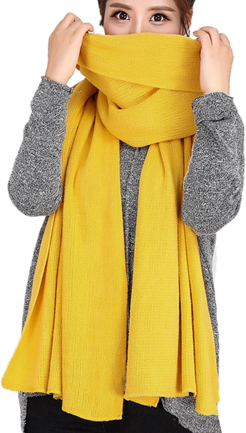 Wander Agio Women'S Warm Long Shawl Winter Warm Large Scarf Pure Color Apparel & Accessories > Clothing Accessories > Scarves & Shawls Wander Agio Yellow1