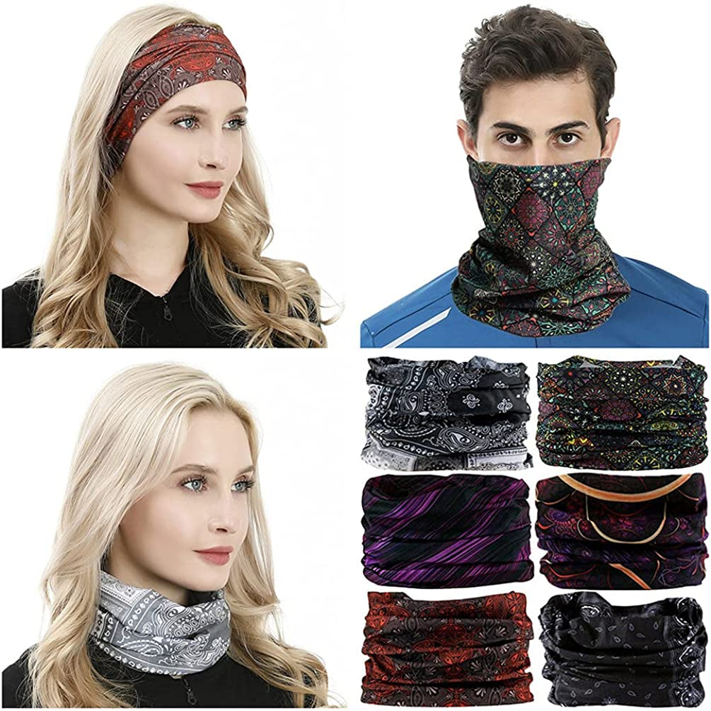 VANCROWN Neck Gaiter Headband Headwear Head Wrap Face Mask Magic Scarf Bandana for Men and Women Apparel & Accessories > Clothing Accessories > Bandanas & Headties VANCROWN 6pcs.black