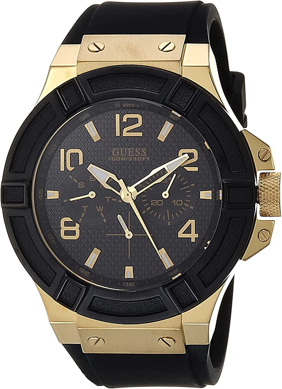 45MM Silicone Sport Watch Black/Gold-Tone
