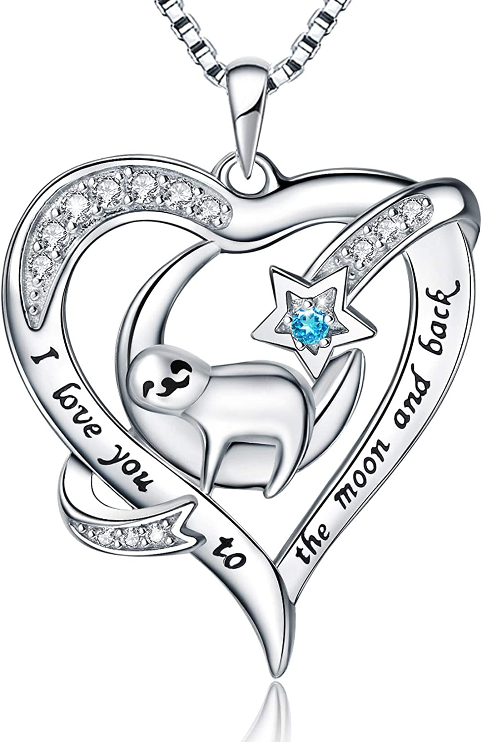 URMWMOO S925 Sterling Silver Sloth Necklace Purple Green Birthstone Moon Jewelry Keep Me in Your Heart Animal Pendant Necklaces Sloths Gifts for Women Girlfriend Apparel & Accessories > Jewelry > Anklets URMWMOO JEWELRY sloth 5