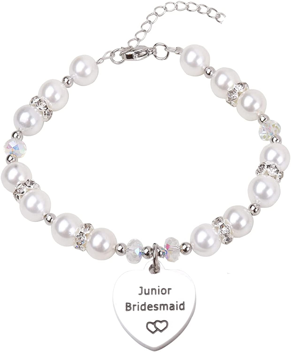 Junior Bridesmaid Bracelet Wedding Party Gifts Bridesmaid Bracelet Maid of Honot Bracelet Matron of Honor Jewerly Bridal Party Gift Bridesmaid Gift Apparel & Accessories > Jewelry > Bracelets AZFEIYA Junior Bridesmaid-White