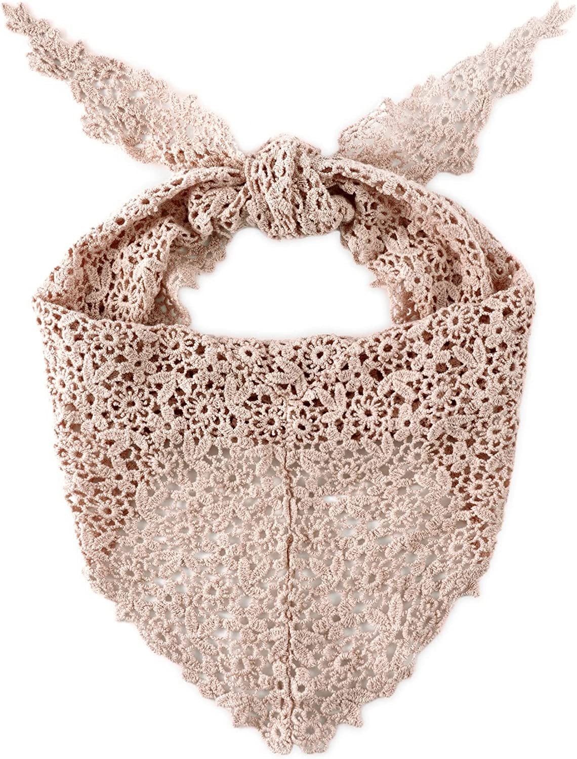GERINLY Elegant Lace Crochet Neck Scarf Solid Color Triangle Shoulder Wrap for Women Apparel & Accessories > Clothing Accessories > Headwear GERINLY Pink