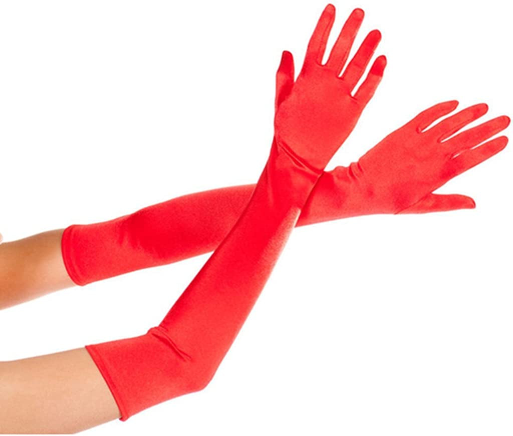 Dreamhigh Womens 22 " Finger Mittens over Elbow Long Black /White Evening Gloves Apparel & Accessories > Clothing Accessories > Gloves & Mittens DreamHigh Red