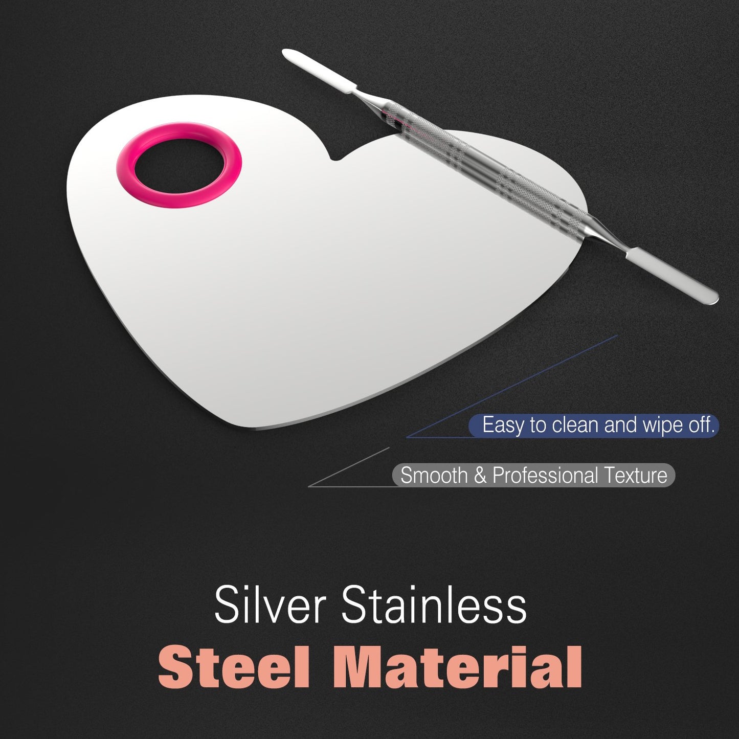 Luxspire Professional Makeup Palette Stainless Steel Heart Cosmetics Foundation Nail-Art Mixing Blending Make up Tools with Spatula for Eye Shadow, Eyelash, Lipsticks, Nail Art Health & Beauty > Personal Care > Cosmetics > Cosmetic Tools > Makeup Tools Luxspire