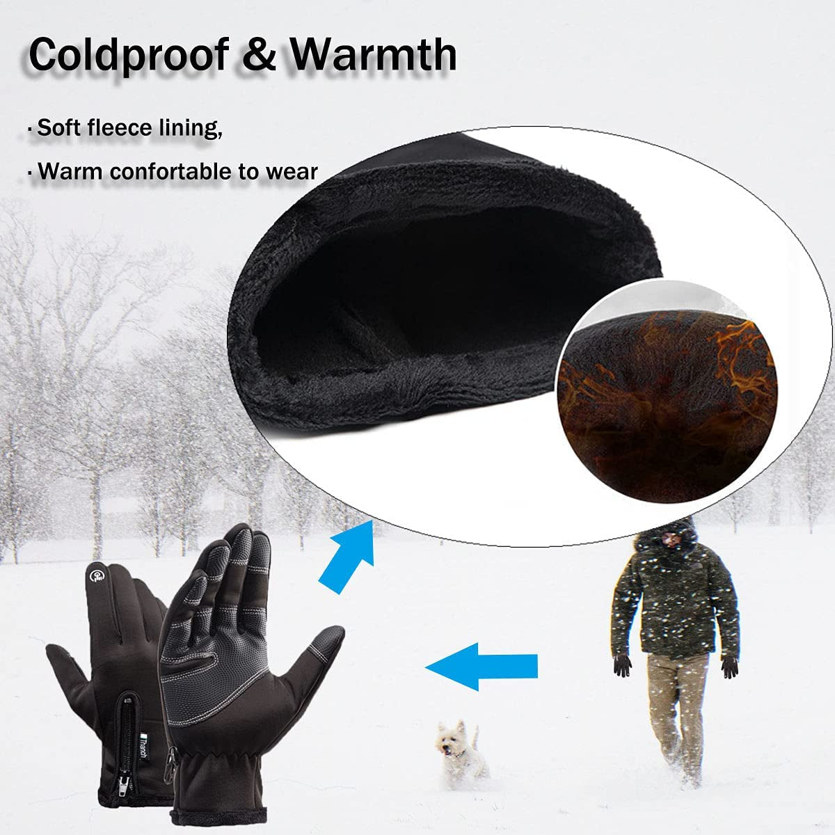 Weitars Winter Warm Gloves for Men Women Touchscreen Waterproof Thermal Snow Gloves for Cycling Hiking Apparel & Accessories > Clothing Accessories > Gloves & Mittens Weitars