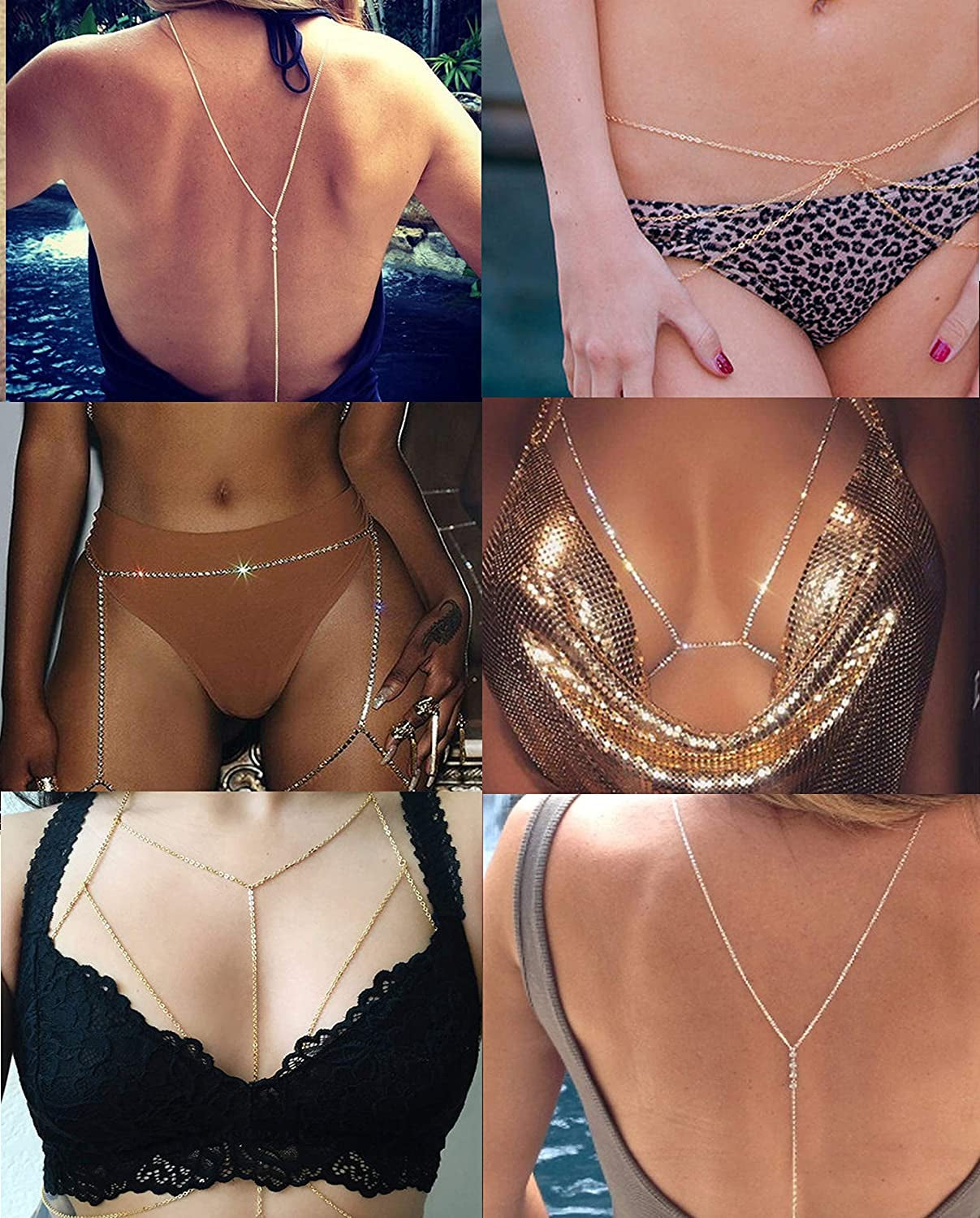 Tornito 6-8Pcs Sexy Belly Waist Chain Bikini Body Chain Summer Beach Body Jewelry Set for Women Girls Gold Tone Apparel & Accessories > Jewelry > Body Jewelry Tornito