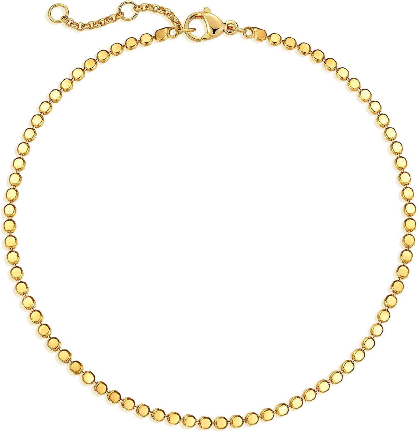 OSIANA 18K Gold Snake Chain Anklet – 1.3Mm Thin, Dainty, Gold Plated Copper Jewelry for Women & Men with Lobster Clasp Apparel & Accessories > Jewelry > Anklets OSIANA Bead Anklet