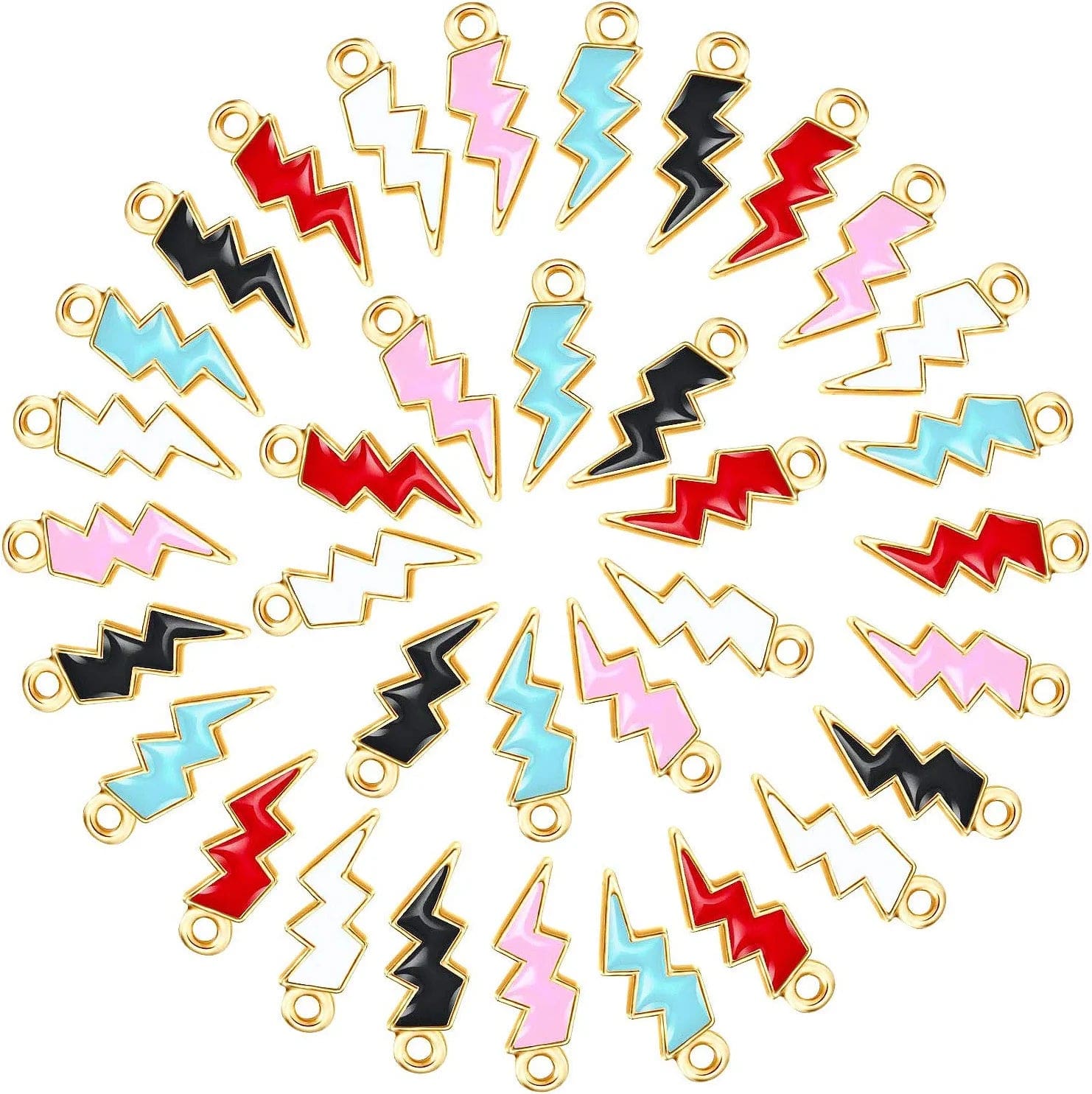 46Pcs Charms for Jewelry Making, Assorted Plated Enamel Women Makeup Pendant Lipstick Perfume Fashion Style Charm for DIY Necklace Bracelet Earring Crafting for Birthday Gift Lightning
