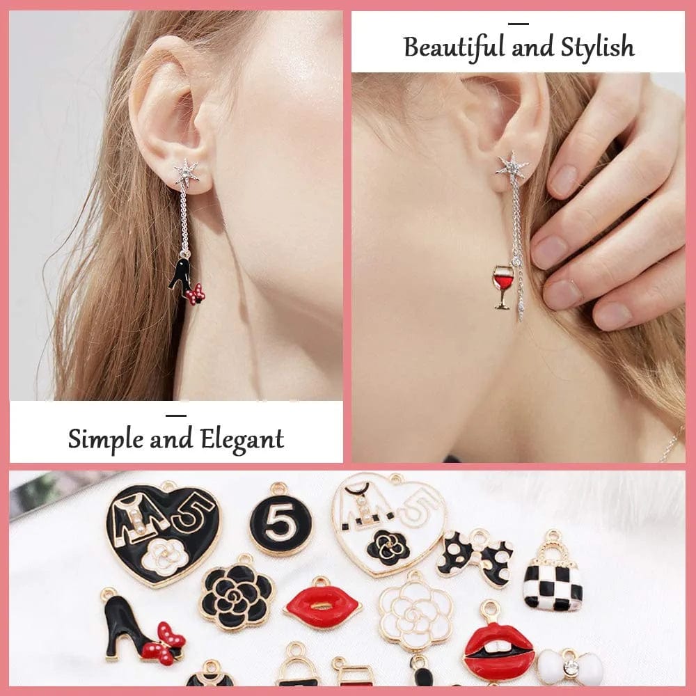 46Pcs Charms for Jewelry Making, Assorted Plated Enamel Women Makeup Pendant Lipstick Perfume Fashion Style Charm for DIY Necklace Bracelet Earring Crafting for Birthday Gift
