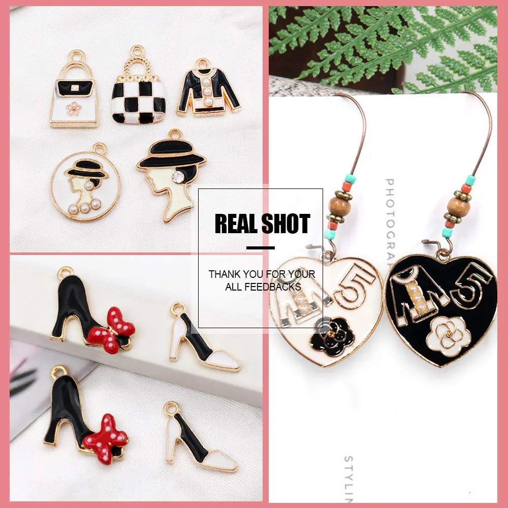 46Pcs Charms for Jewelry Making, Assorted Plated Enamel Women Makeup Pendant Lipstick Perfume Fashion Style Charm for DIY Necklace Bracelet Earring Crafting for Birthday Gift