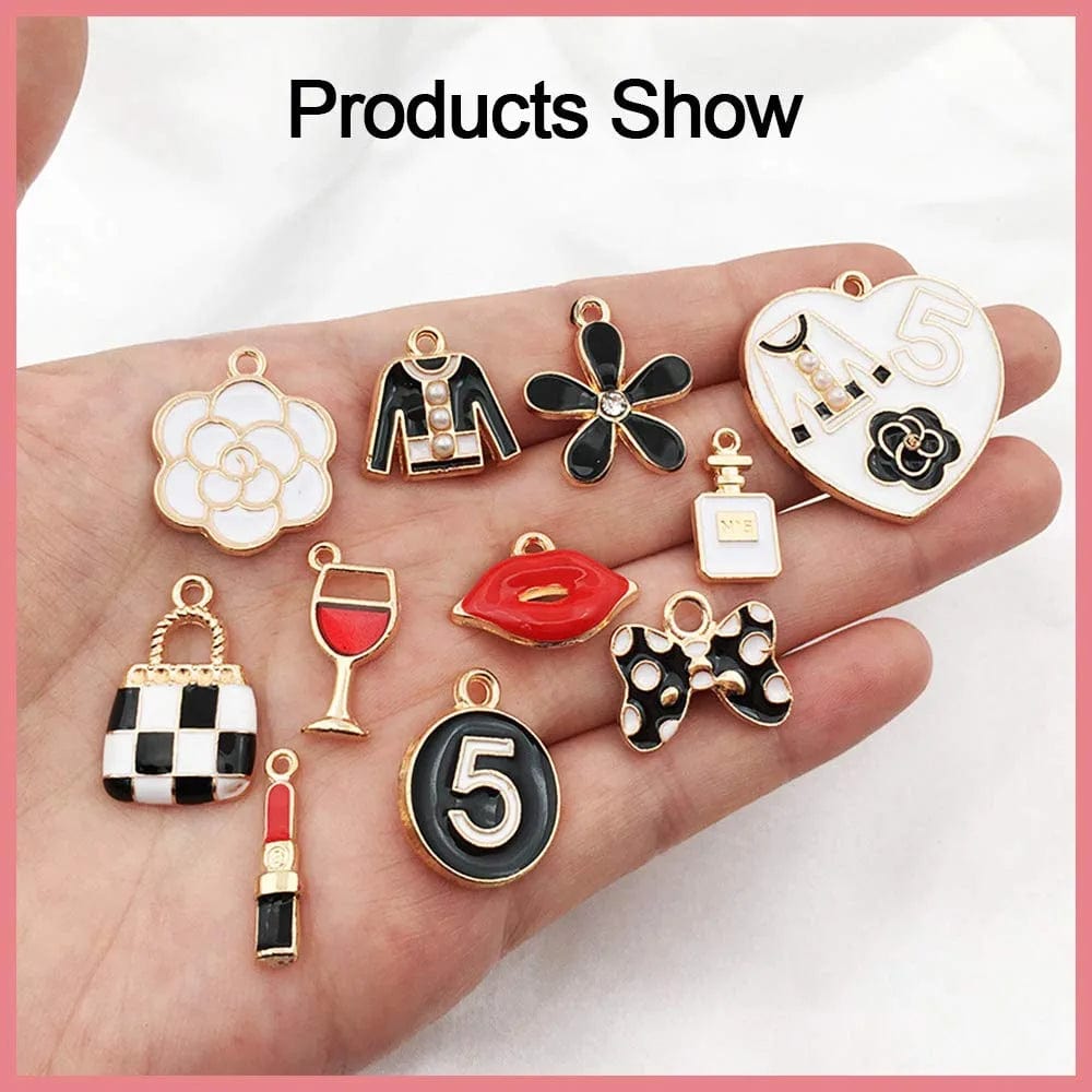 46Pcs Charms for Jewelry Making, Assorted Plated Enamel Women Makeup Pendant Lipstick Perfume Fashion Style Charm for DIY Necklace Bracelet Earring Crafting for Birthday Gift