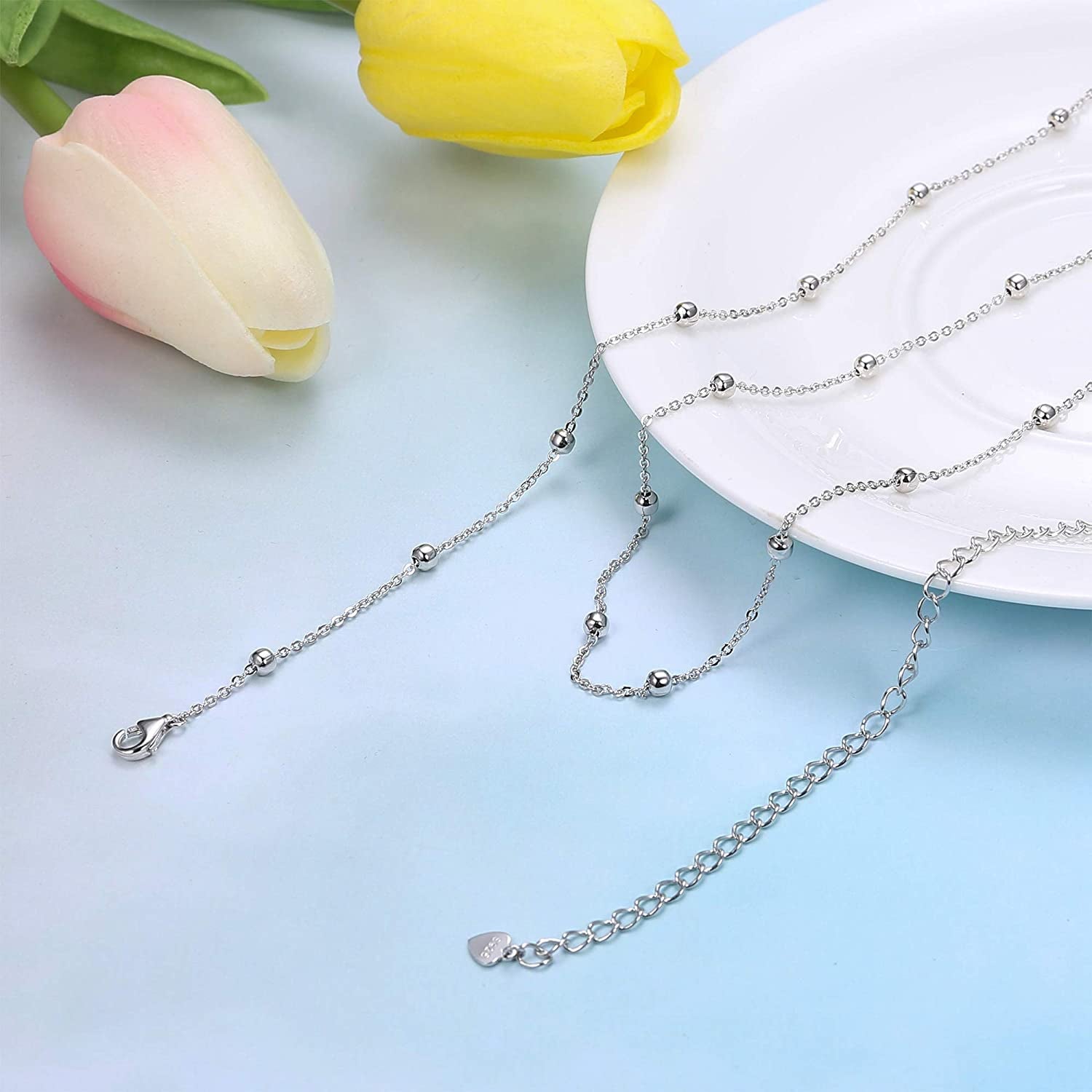 Sllaiss 925 Sterling Silver Beach Body Waist Chain Minimalist Beach Body Belt Chain Beaded Belly Chain for Women Body Jewelry Apparel & Accessories > Jewelry > Body Jewelry Sllaiss