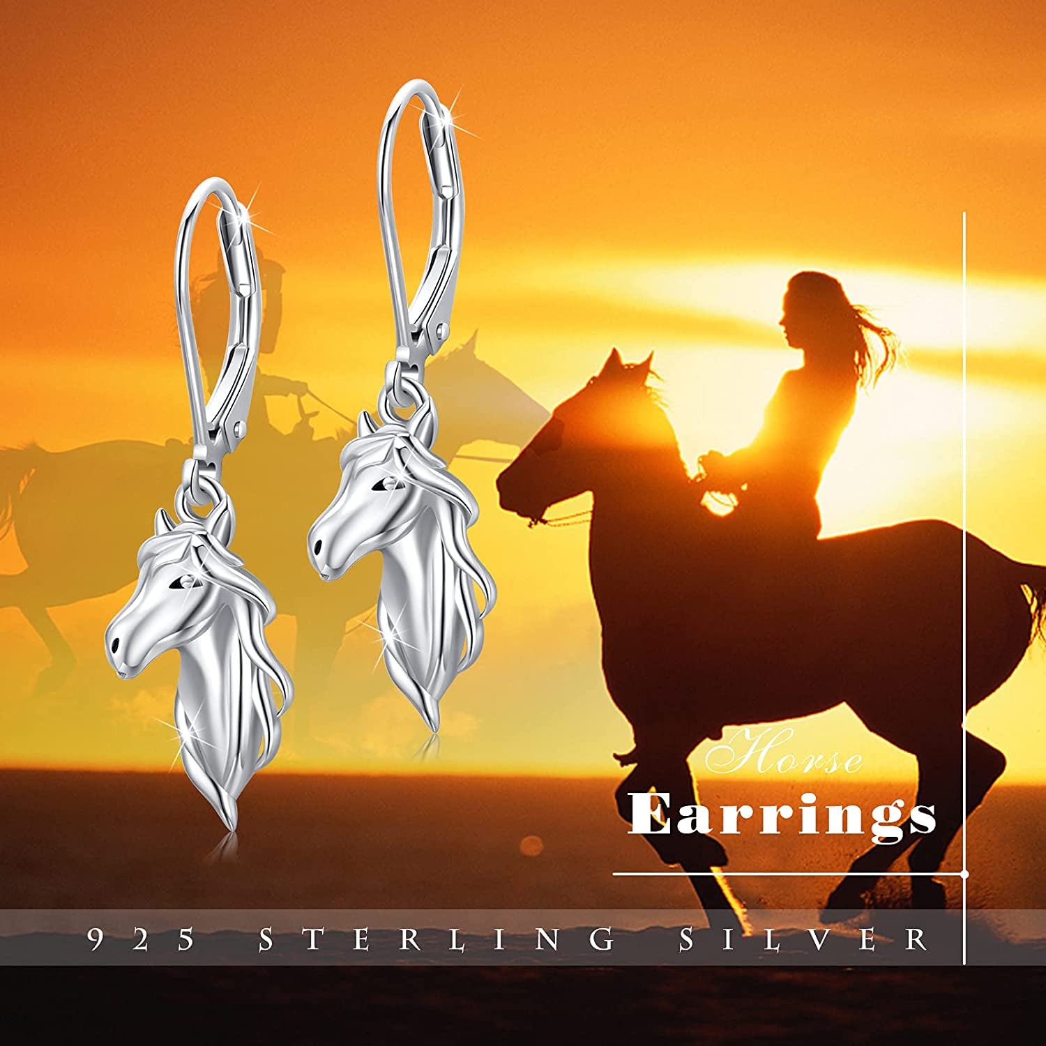 Horse Earrings 925 Sterling Silver Animal Horse Stud Earrings Horse Jewelry Gifts for Mother'S Day Women Girls Teens Horse Lovers Apparel & Accessories > Jewelry > Earrings Silikepa