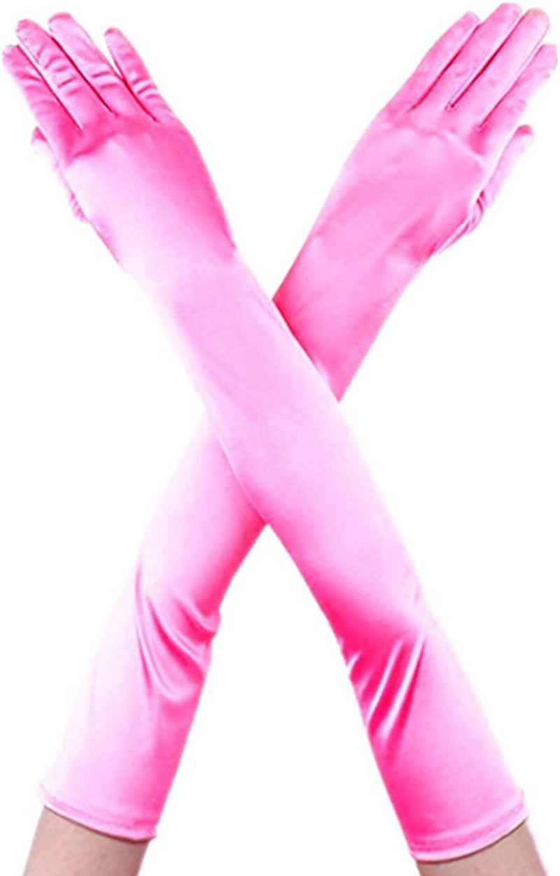 Dreamhigh Womens 22 " Finger Mittens over Elbow Long Black /White Evening Gloves Apparel & Accessories > Clothing Accessories > Gloves & Mittens DreamHigh Pink