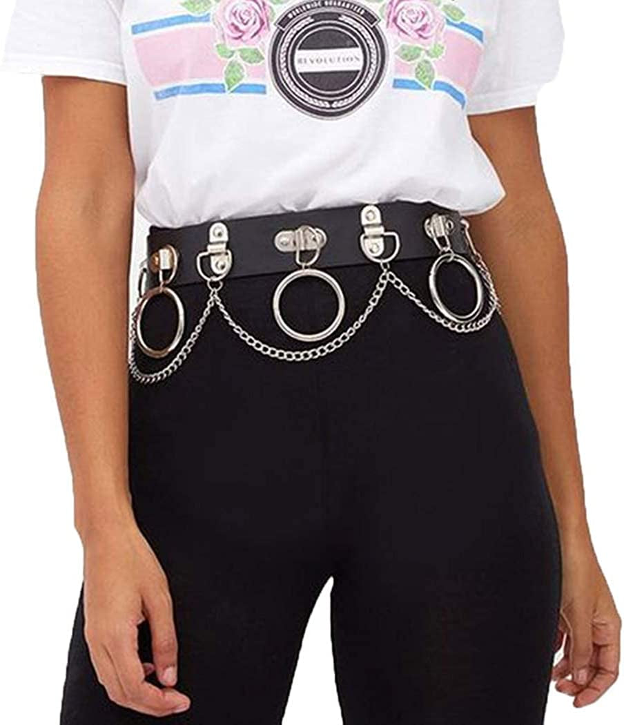 Relbcy Punk Waist Chain Belt Layered Leather Body Harness Chains Rave Body Belts Waist Accessories for Women and Girls Apparel & Accessories > Jewelry > Body Jewelry RELBCY