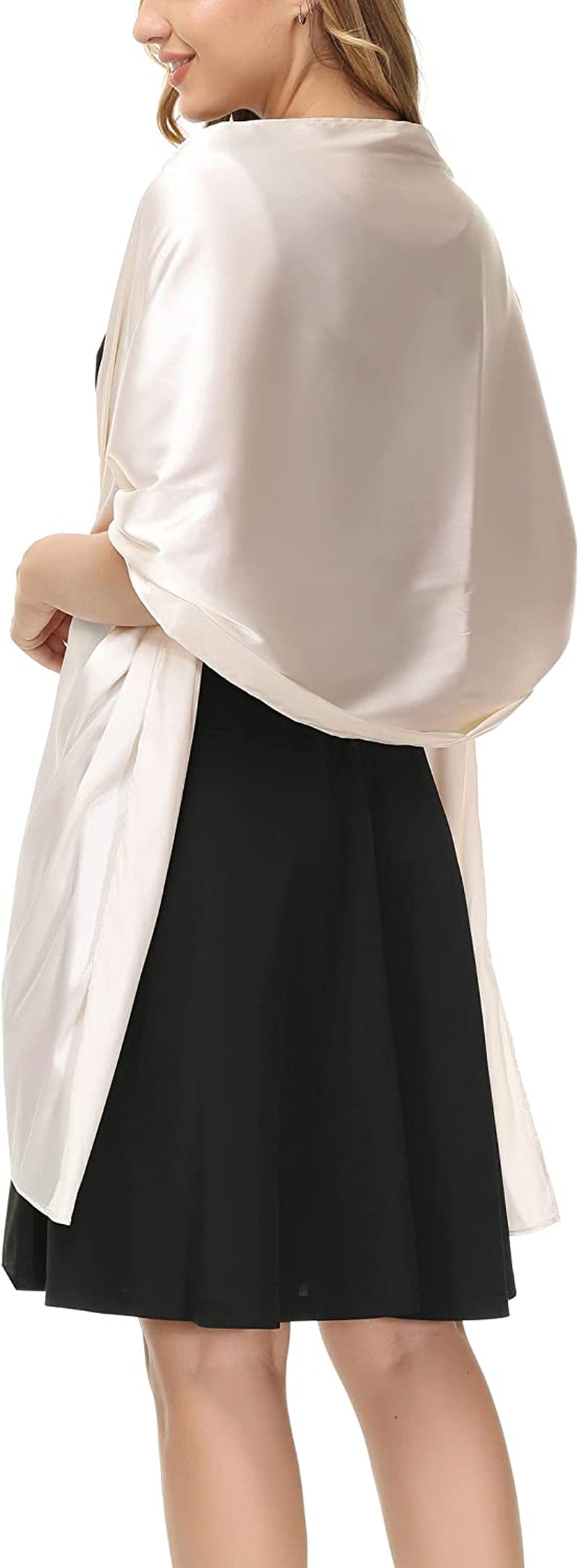 Kate Kasin Soft Chiffon Pashmina Scarf Shawls and Wraps for Formal Evening Party Dress, Bride Bridesmaid Shawl for Wedding Apparel & Accessories > Clothing Accessories > Scarves & Shawls Kate Kasin Satin&creamy-white 78*22inch