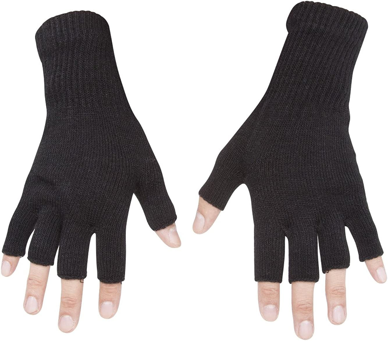 Gravity Threads Unisex Men Women Half Finger Stretchy Knit Fingerless Winter Gloves Apparel & Accessories > Clothing Accessories > Gloves & Mittens Gravity Trading Black