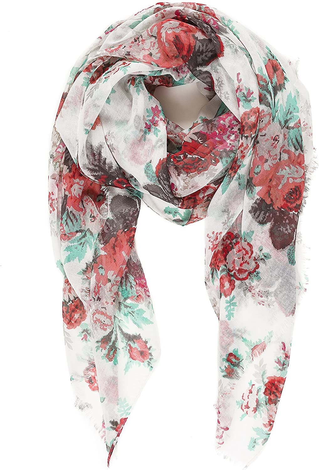 Scarf for Women Lightweight Floral Flower Scarves for Spring Spring Fall Winter Shawl Wrap Apparel & Accessories > Clothing Accessories > Scarves & Shawls MELIFLUOS DESIGNED IN SPAIN Barcelona Collections 13 - White Flower