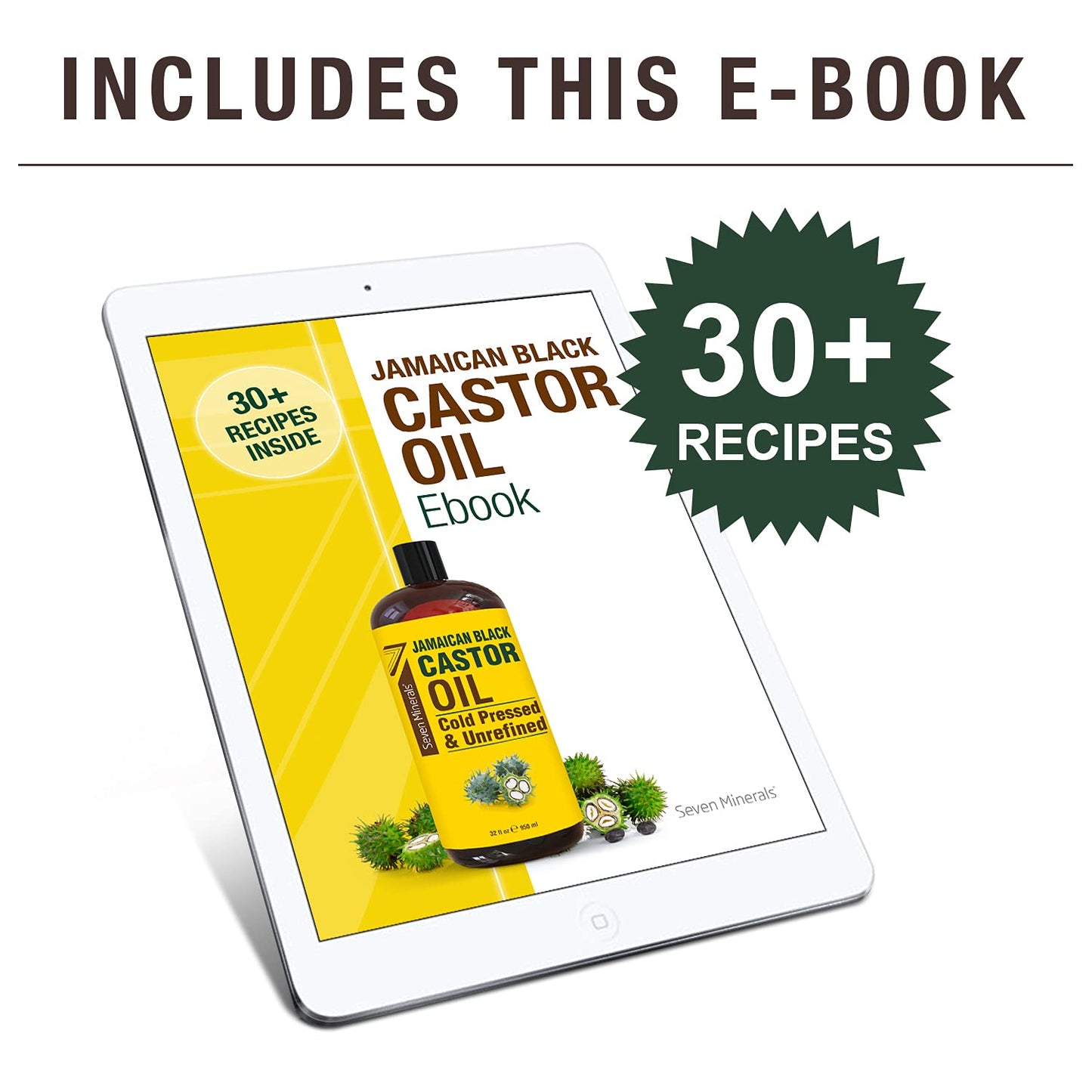 Pure Jamaican Black Castor Oil - Big 32 Fl Oz Bottle - Unrefined & Hexane Free - 100% Pure Jamaican Black Castor Oil for Hair Growth, Thicker Eyelashes & Eyebrows, Dry Skin, Healing, Hair Care Health & Beauty > Personal Care > Hair Care Seven Minerals