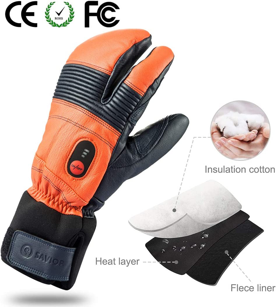 SAVIOR HEAT Heated Ski Mittens Gloves Electric Rechargeable Battery Mitts for Men Women Kids Winter Snowboard Motorcycle Skating Camping Hunting Apparel & Accessories > Clothing Accessories > Gloves & Mittens Eigday power