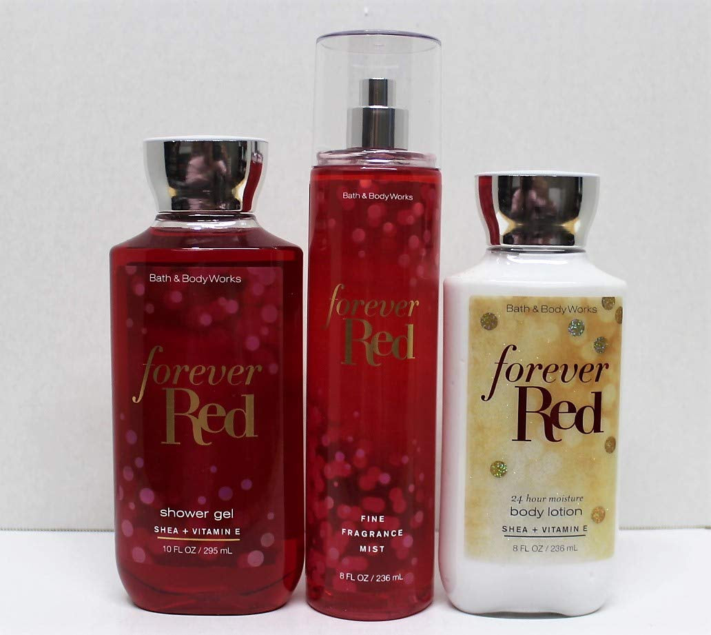 Bath and Body Works Forever Red Shower Gel, Body Lotion, Fine Fragrance Mist Daily Trio Gift Set 2018 Health & Beauty > Personal Care > Cosmetics > Bath & Body Bath & Body Works