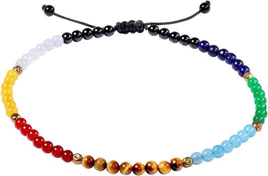 Jewever 7 Chakra Anklet Bracelet for Women Beach Foot Energy Healing Gemstone and Crystals Yoga Worry Stone Balancing Meditation Apparel & Accessories > Jewelry > Anklets Jewever