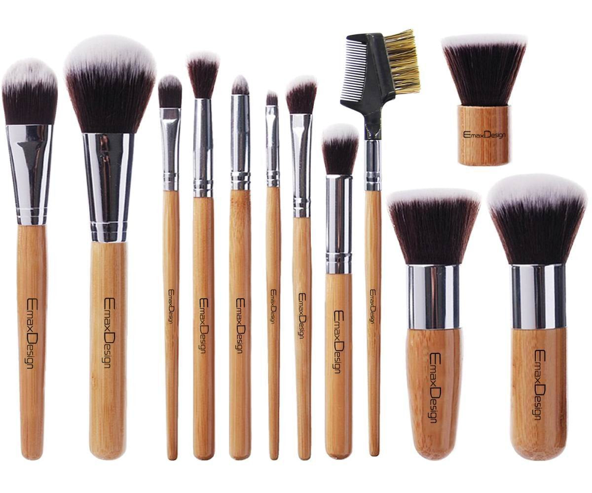 Emaxdesign 12 Pieces Makeup Brush Set Professional Bamboo Handle Premium Synthetic Kabuki Foundation Blending Blush Concealer Eye Face Liquid Powder Cream Cosmetics Brushes Kit with Bag Health & Beauty > Personal Care > Cosmetics > Cosmetic Tools > Makeup Tools EmaxDesign 12 Pieces Bamboo Brushes
