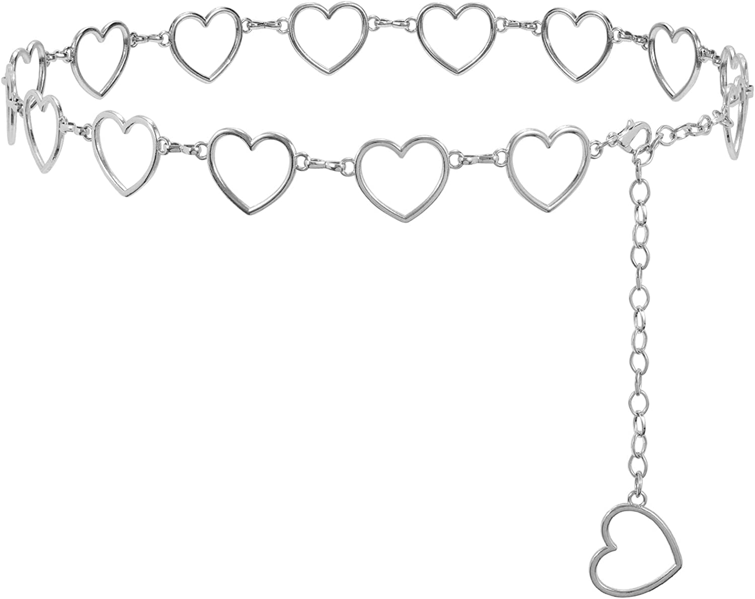 Metal Waist Chain Women Girls Adjustable Body Link Belts Fashion Belly Jewelry for Jeans Dresses Gold Apparel & Accessories > Jewelry > Body Jewelry WHIPPY 4-silver L: Fit for Waist up to 46 Inches