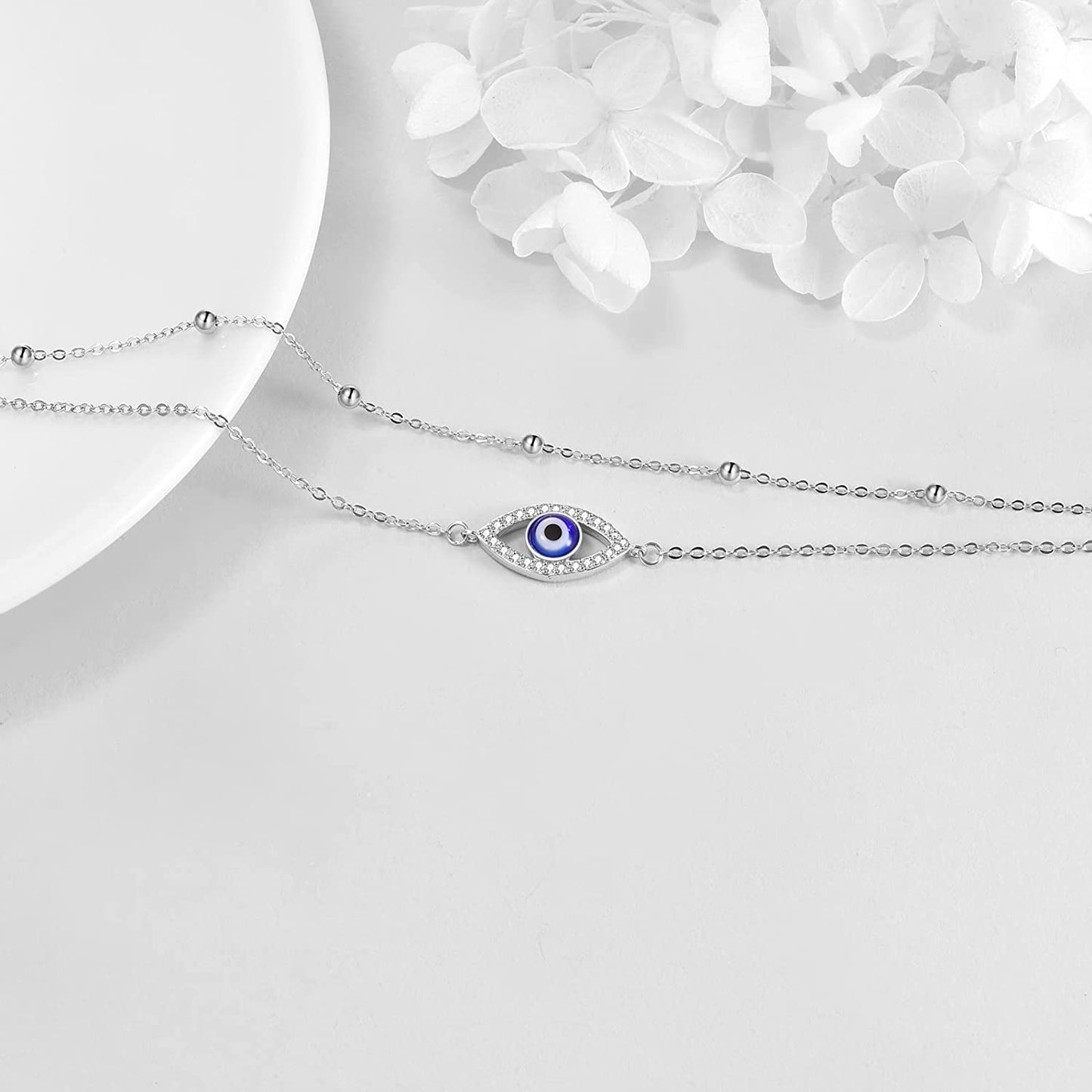 Evil Eye/Hamsa/Moon Star/Sunflower/Cross/Sea Turtle Ankle Bracelet 925 Sterling Silver Adjustable Anklets Jewelry Gifts for Women Apparel & Accessories > Jewelry > Anklets MONGAS