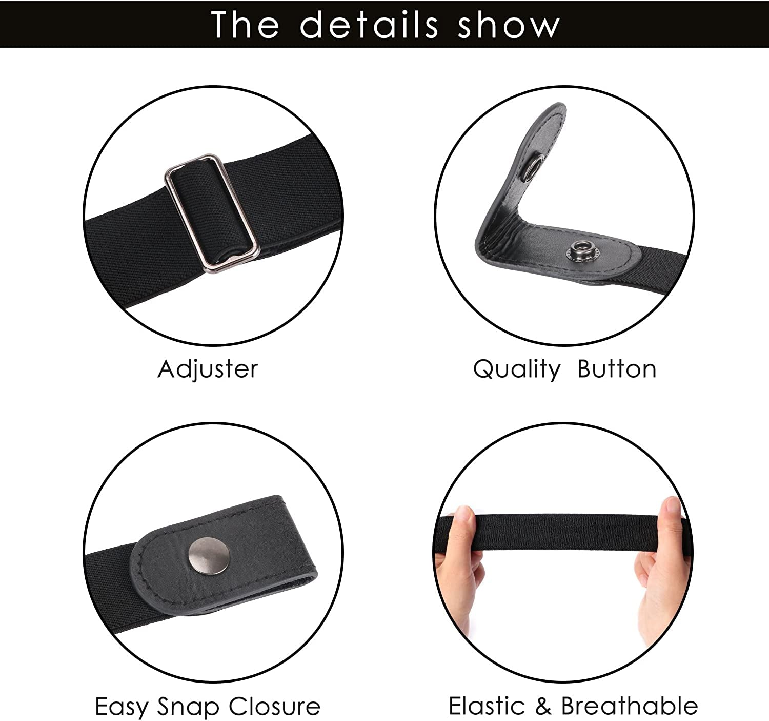 No Buckle Elastic Stretch Belts for Men and Women, Comfortable Invisible Belts for Jeans Pants Apparel & Accessories > Clothing Accessories > Belts SUOSDEY