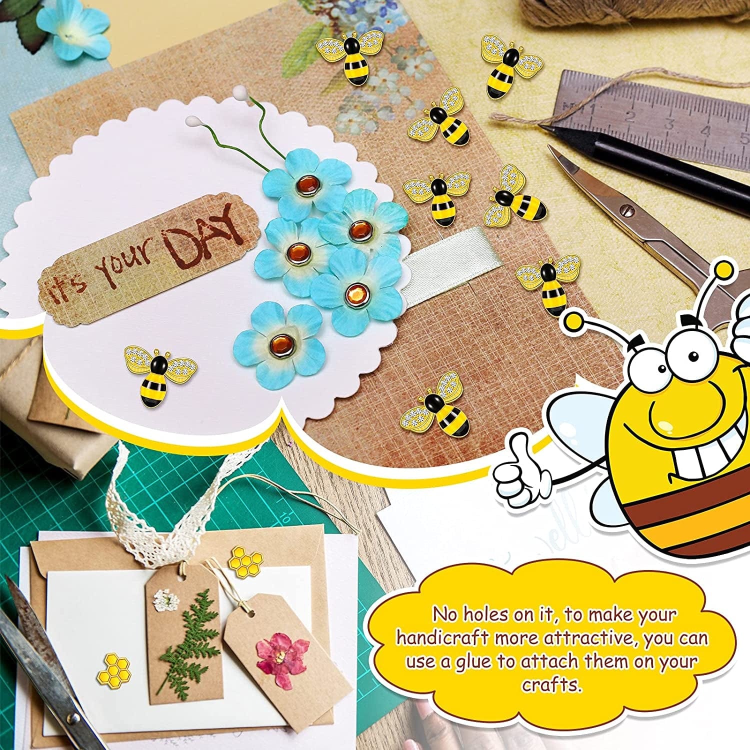 48 Pieces Enamel Bee Charms Set, Include 30 Pieces Rhinestone Jewelry Making Bee Pendant Charms and 18 Pieces Honeycomb Charms Pendants for Jewelry Making DIY Crafts