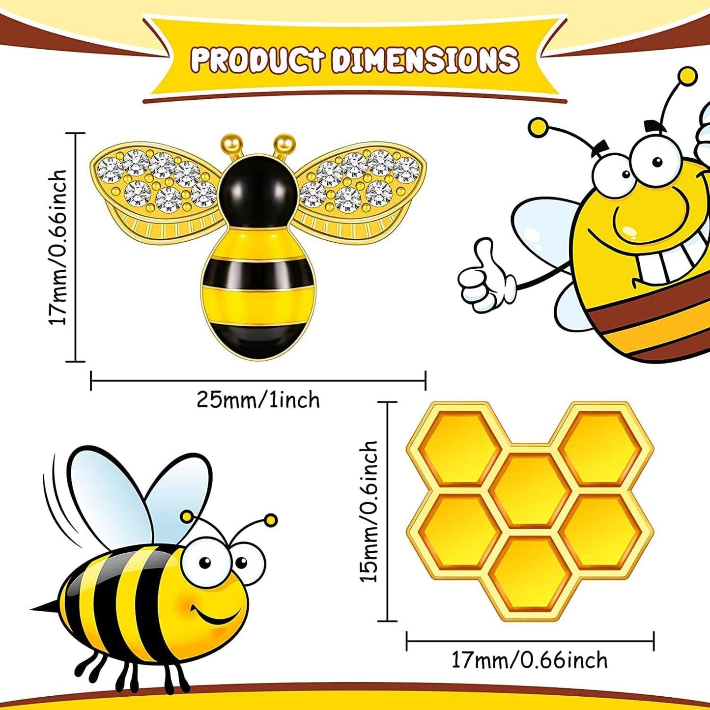 48 Pieces Enamel Bee Charms Set, Include 30 Pieces Rhinestone Jewelry Making Bee Pendant Charms and 18 Pieces Honeycomb Charms Pendants for Jewelry Making DIY Crafts