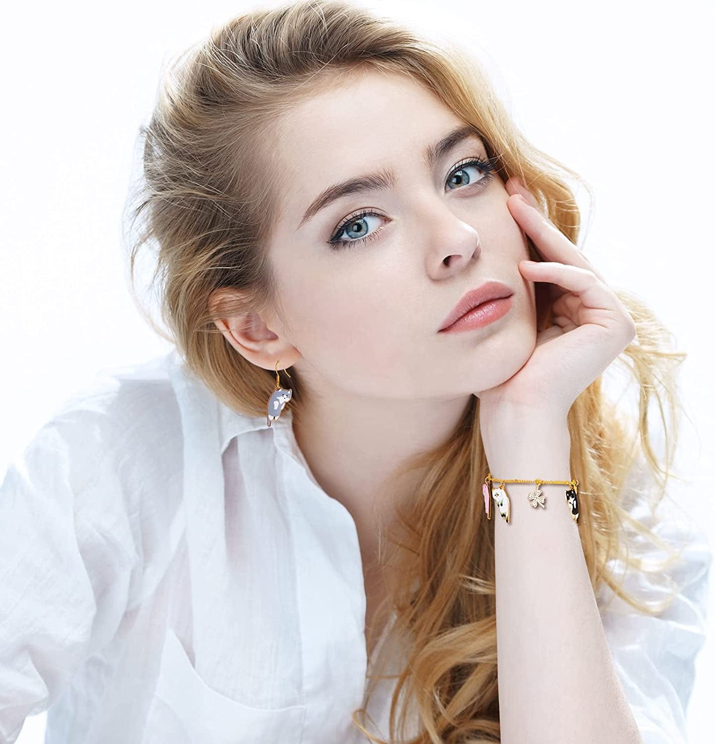 48 Pieces Enamel Cat Charms for Jewelry Making 6 Styles Cute Cat Charms Earring Necklace Bracelet Pendants Crafts