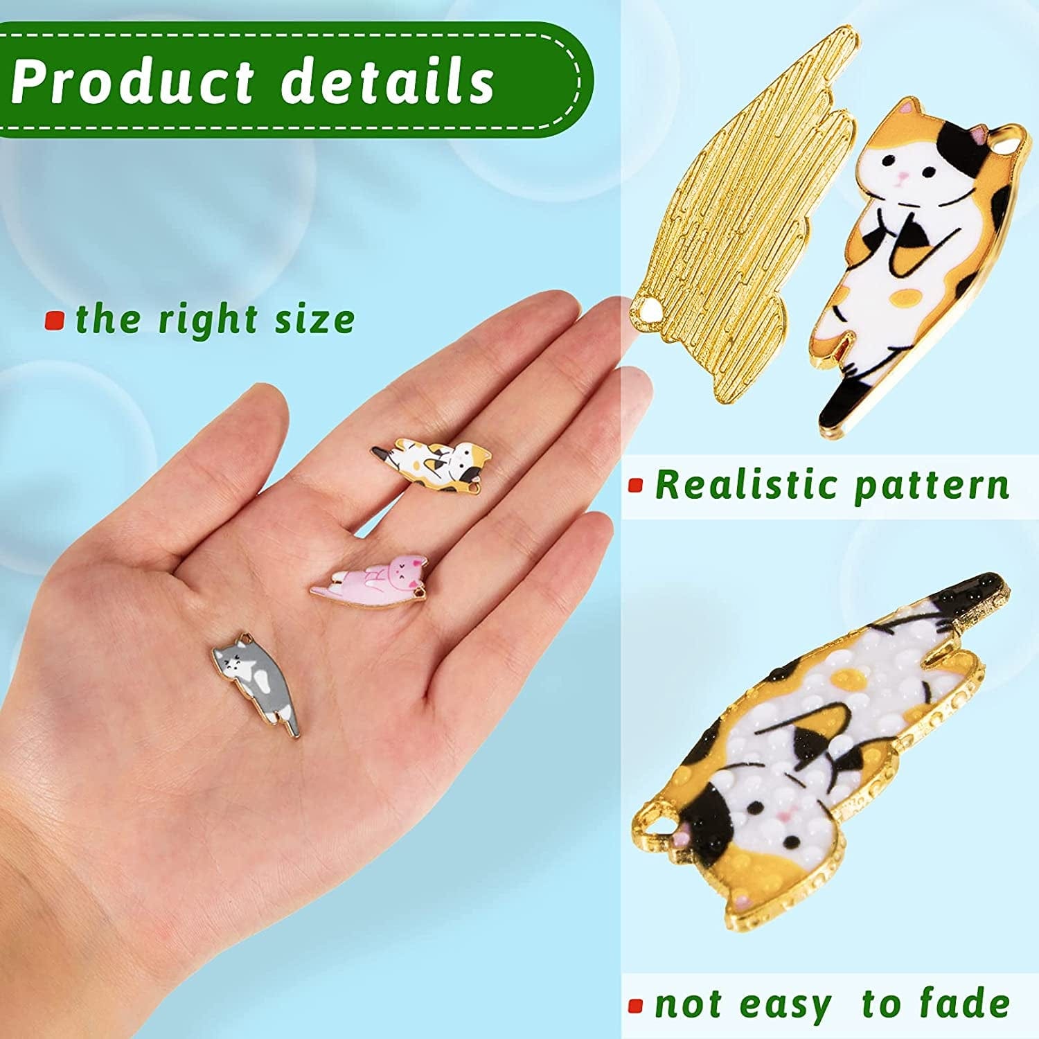 48 Pieces Enamel Cat Charms for Jewelry Making 6 Styles Cute Cat Charms Earring Necklace Bracelet Pendants Crafts