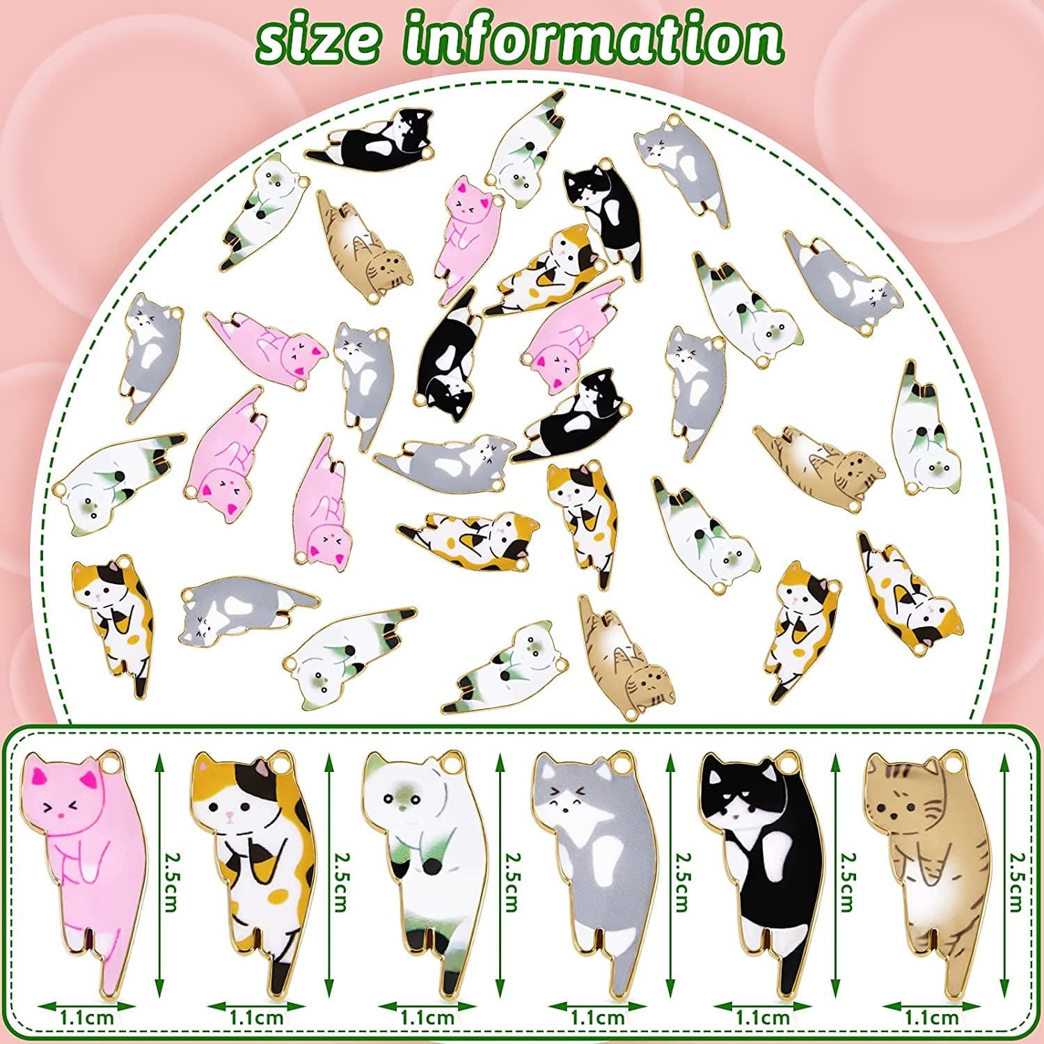 48 Pieces Enamel Cat Charms for Jewelry Making 6 Styles Cute Cat Charms Earring Necklace Bracelet Pendants Crafts