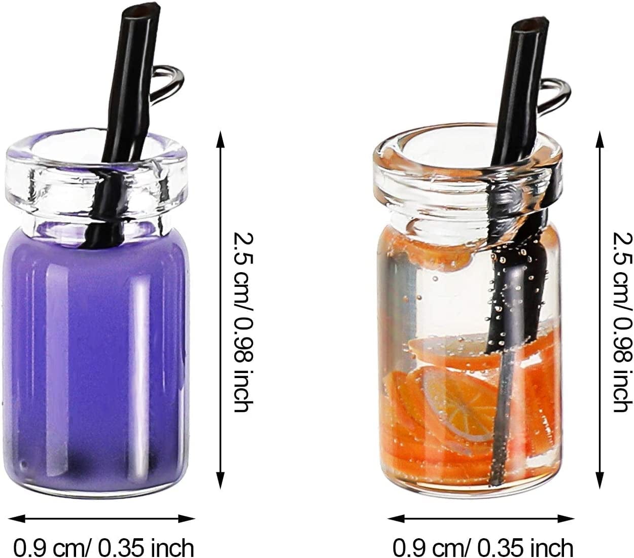 48 Pieces Milk Tea Charms Boba Charms Mini Bottle Charms Pendant for DIY Jewelry Craft Earring Keychain, 12 Styles (0.39 X 0.98 Inch)