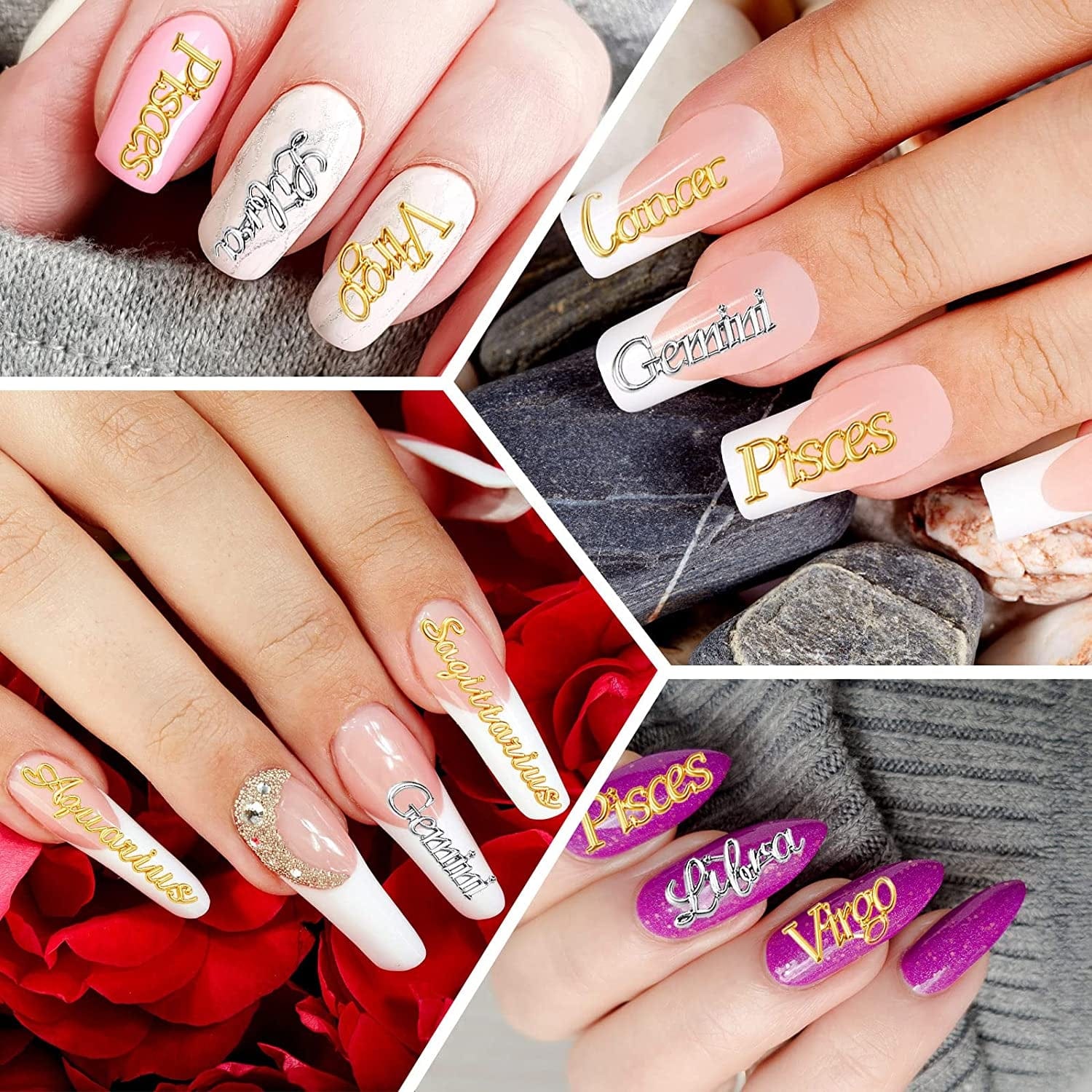 48 Pieces Zodiac Word Message Charm Pendant Twelve Constellation Charm Alloy Flatback Epoxy Resin Supplies Filling Charm DIY Embellishment Jewelry Making Accessory, 12 Styles