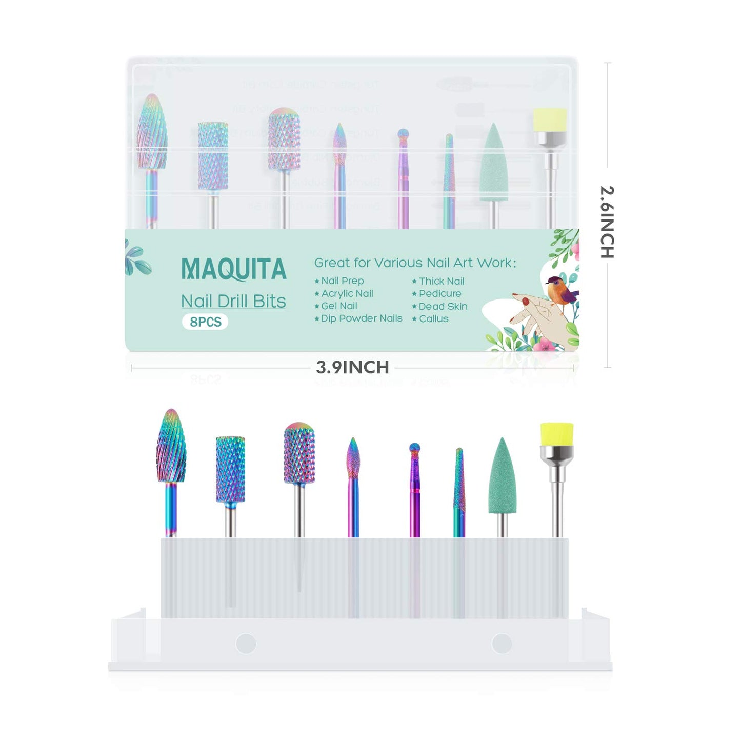 MAQUITA 8Pcs Nail Drill Bits Set Made of Tungsten Carbide Professional Remove Gel Acrylic Cuticle 3/32 Nail File Bit Tools for Manicure Pedicure Home Salon Use Great Gift for Women Girls Health & Beauty > Personal Care > Cosmetics > Cosmetic Tools > Nail Tools MAQUITA