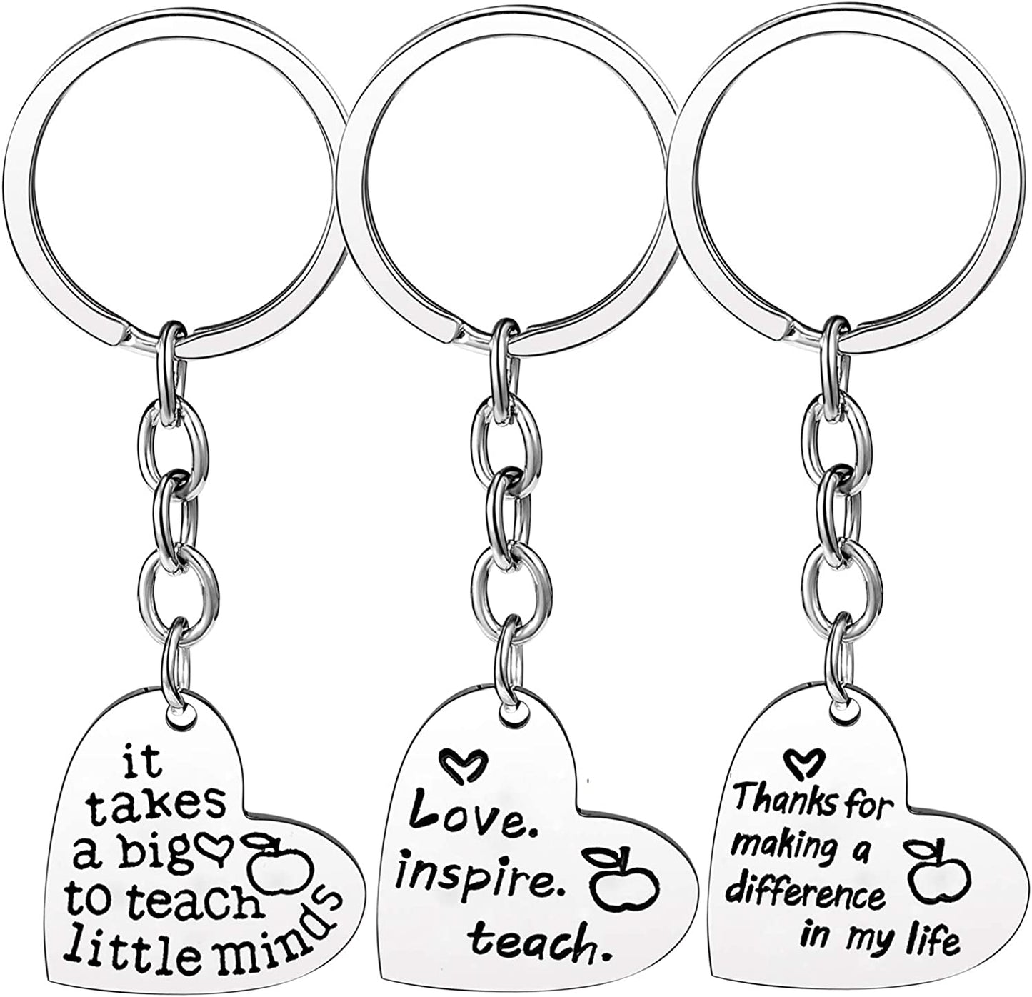 Pack of 3 Teacher Bangles Gifts for Teacher Open School Gifts for Teachers Thank You Bangle Bracelets Apparel & Accessories > Jewelry > Bracelets Nzztont 3PCs Keychain Heart Mixed Style 13